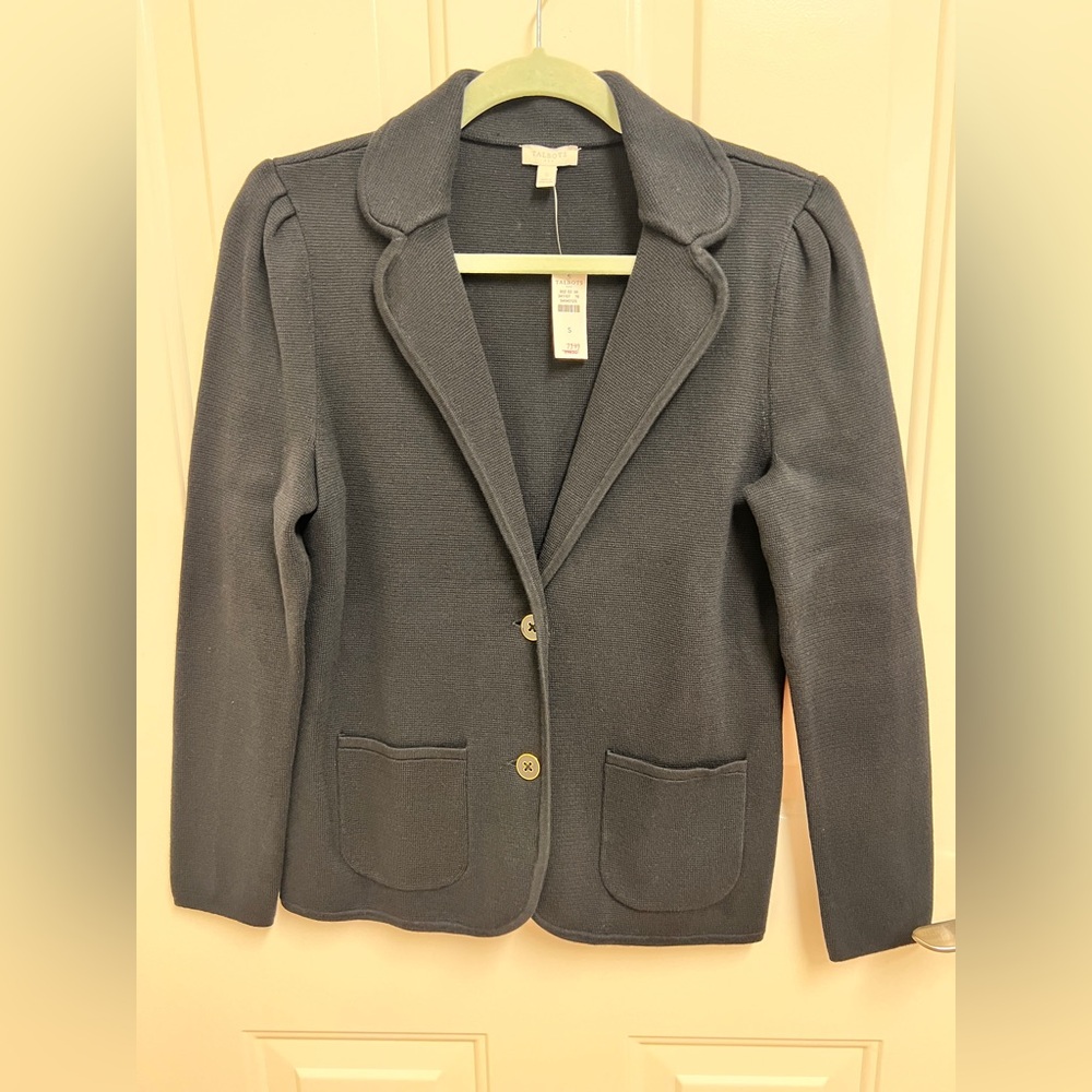 NWT Talbots Black Sweater Blazer Jacket size Small